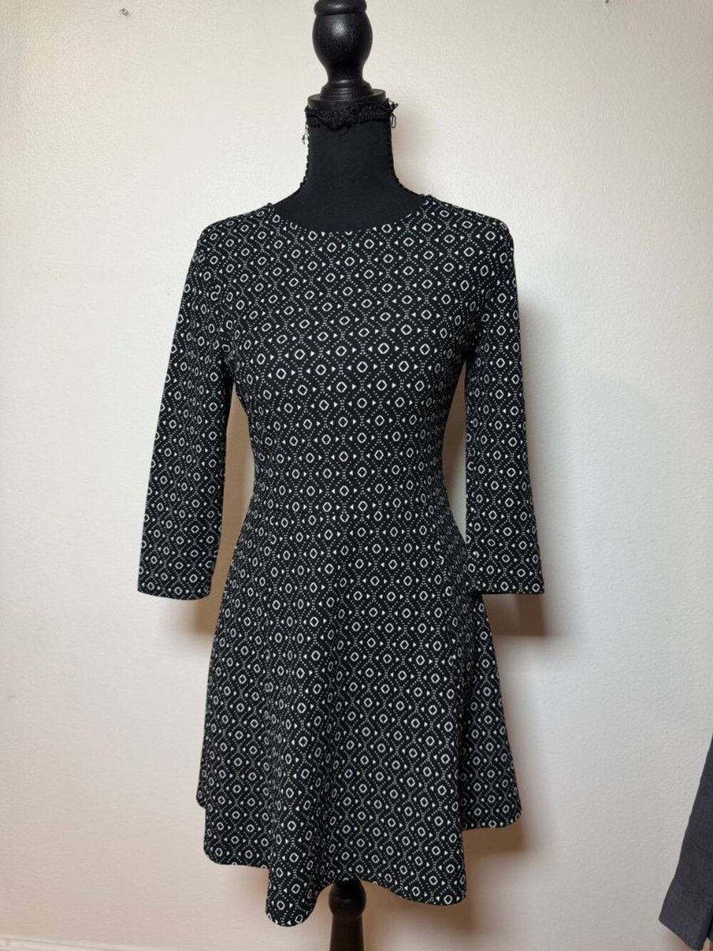 Divided H&M Black Dark Academia Fit and Flare Mini Dress Mod Retro Style